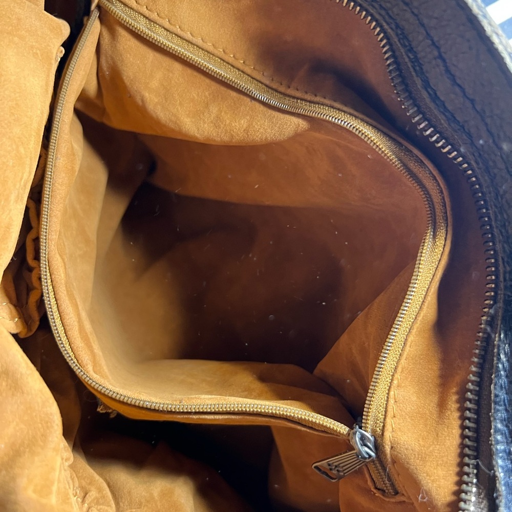 Patricia Nash Black Floral Hand-Painted Leather Shoulder Bag with Yellow Accents - Picture 5 of 11
